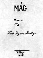Titulní list Máchova rukopisu Máje (v původním pravopise)